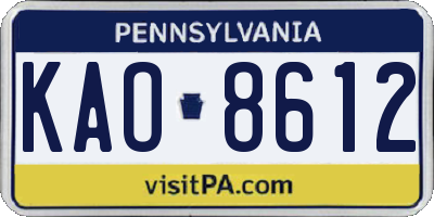 PA license plate KAO8612