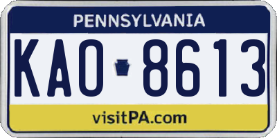 PA license plate KAO8613