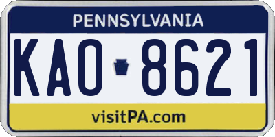 PA license plate KAO8621