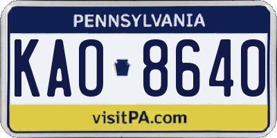PA license plate KAO8640