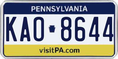 PA license plate KAO8644