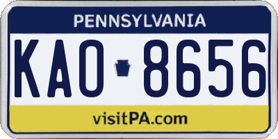 PA license plate KAO8656