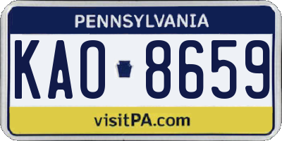 PA license plate KAO8659