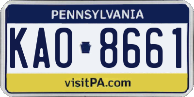 PA license plate KAO8661