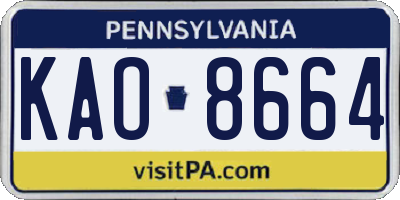 PA license plate KAO8664