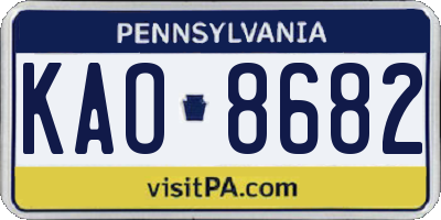 PA license plate KAO8682