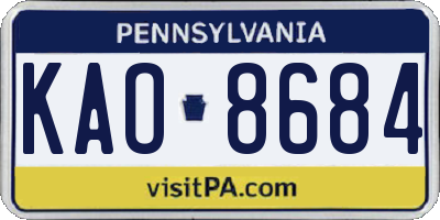 PA license plate KAO8684