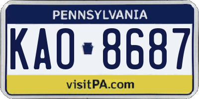 PA license plate KAO8687