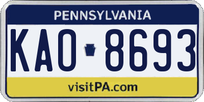 PA license plate KAO8693