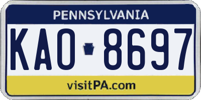 PA license plate KAO8697