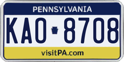 PA license plate KAO8708