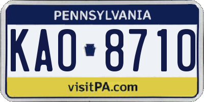 PA license plate KAO8710