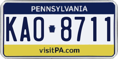 PA license plate KAO8711