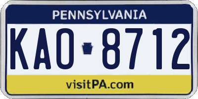 PA license plate KAO8712