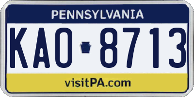 PA license plate KAO8713