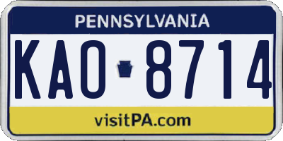 PA license plate KAO8714