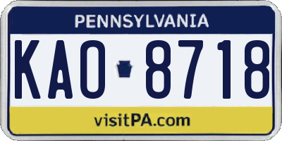 PA license plate KAO8718