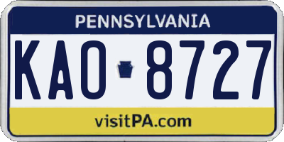 PA license plate KAO8727
