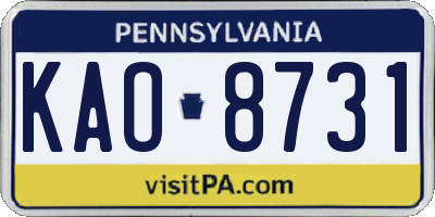 PA license plate KAO8731