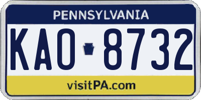 PA license plate KAO8732