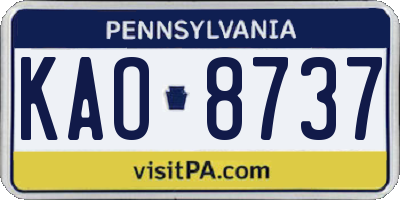 PA license plate KAO8737