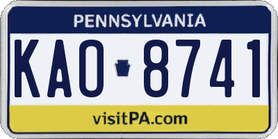 PA license plate KAO8741