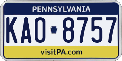PA license plate KAO8757
