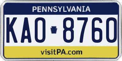 PA license plate KAO8760