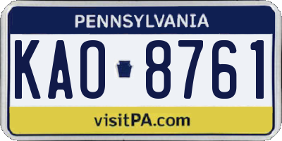 PA license plate KAO8761