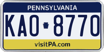 PA license plate KAO8770