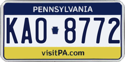 PA license plate KAO8772