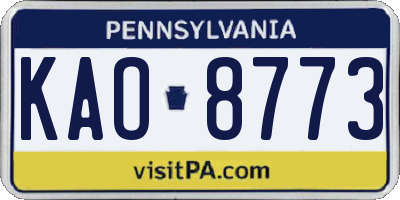 PA license plate KAO8773