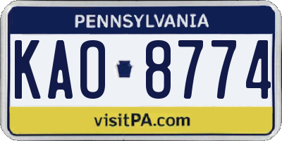 PA license plate KAO8774