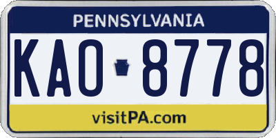 PA license plate KAO8778