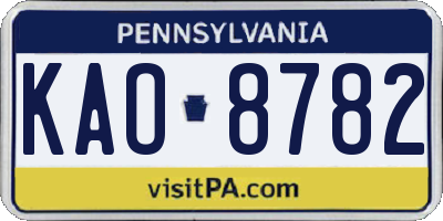 PA license plate KAO8782