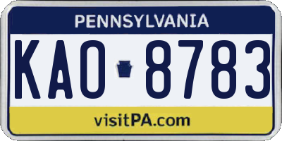 PA license plate KAO8783