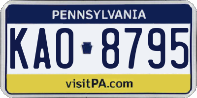 PA license plate KAO8795