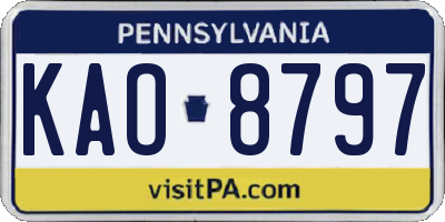 PA license plate KAO8797