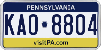 PA license plate KAO8804