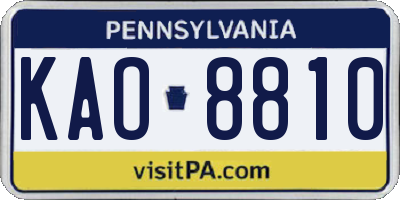 PA license plate KAO8810