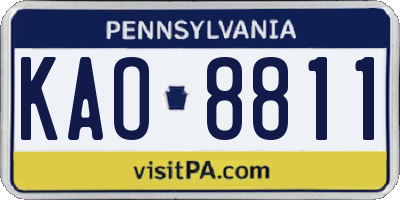 PA license plate KAO8811