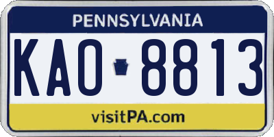 PA license plate KAO8813