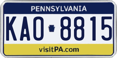 PA license plate KAO8815