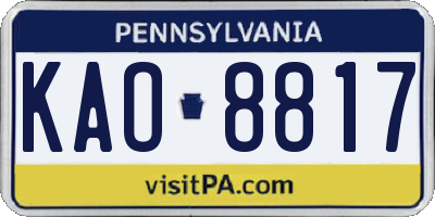 PA license plate KAO8817