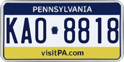 PA license plate KAO8818
