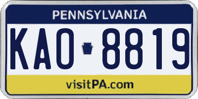 PA license plate KAO8819