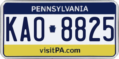 PA license plate KAO8825