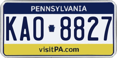 PA license plate KAO8827