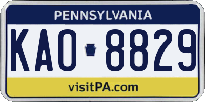 PA license plate KAO8829