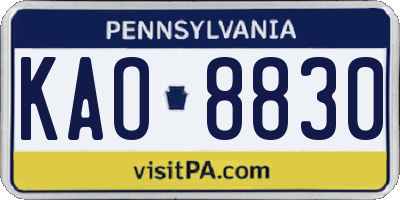PA license plate KAO8830